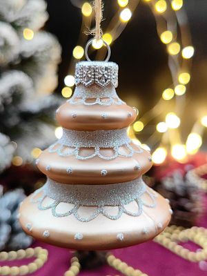 Елочная игрушка Елочка золото 7 см, стекло  // елочка GOLD