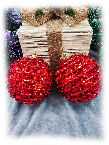 Набор шаров 10 см 2 шт красный 9920387 Набор шаров 10 см 2 шт красный 9920387