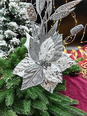 Цветок серебристый d 18 см Flo-12-11Silver