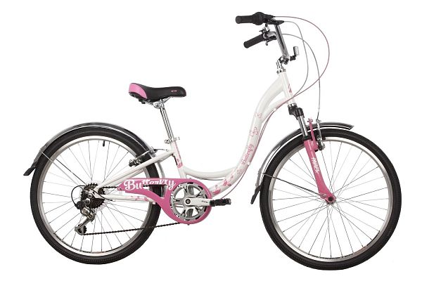Велосипед городской женский Novatrack BUTTERFLY 24" 11" белый/розовый 24SH6V.BUTTERFLY.11PN22 2022