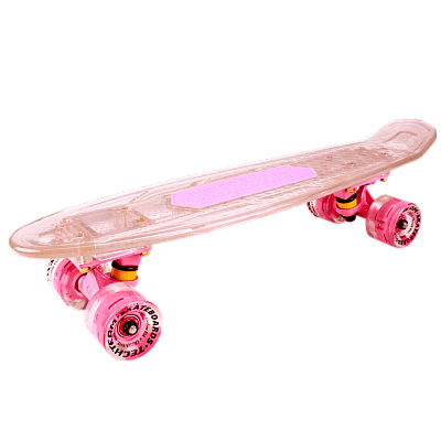 Скейтборд Tech Team TRANSPARENT LIGHT MUSIC 22" розовый NP001153