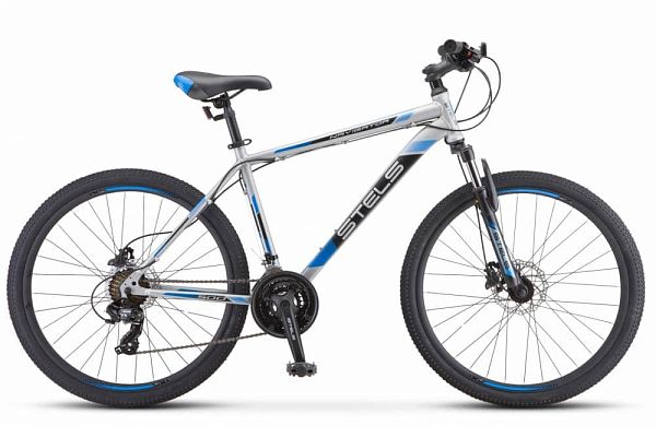 Велосипед горный STELS Navigator 500 D 26" 20"  ск. серебристый/синий LU084376 2020