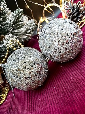 Набор шаров 10 см 2 шт серебристый 301391S10