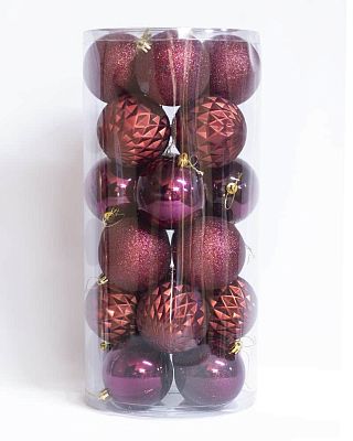 Набор шаров 8 см 24 шт вино 80AGV24-H09W