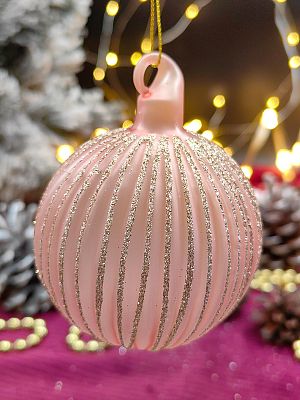 Шар жемчужно-розовый 8 см, стекло Merry Green MG24045