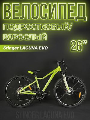 Велосипед горный Stinger LAGUNA EVO 26" 17" зеленый 26AHD.LAGUEVO.17GN3 2023