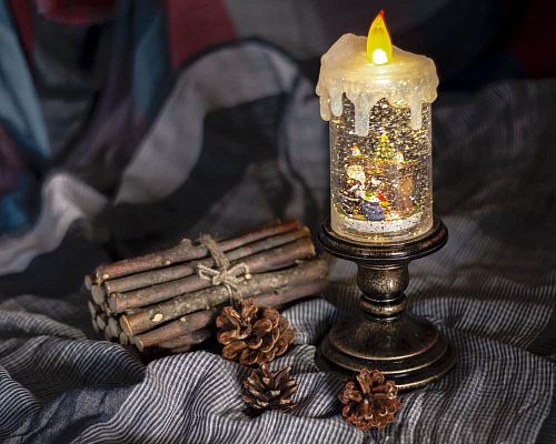 Новогодний фонарик свеча Дед Мороз 24 см 413DM