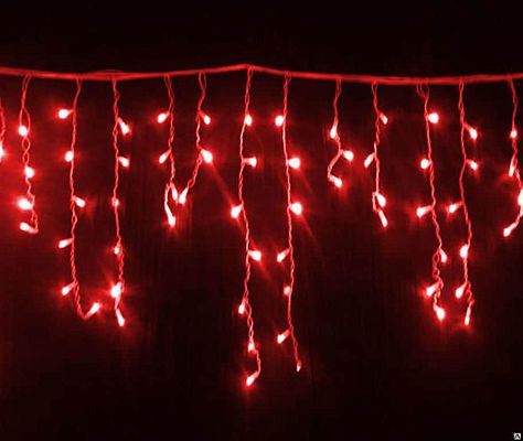 Светодиодная бахрома 5 м, красный 50 LED FLASH эфф. и 200 LED, статичный с FLASH эффектом, провод че