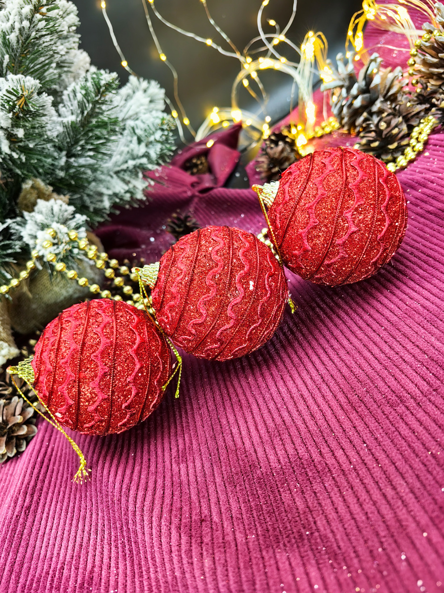 Набор шаров 8 см 3 шт красный 9920386 Набор шаров 8 см 3 шт красный 9920386