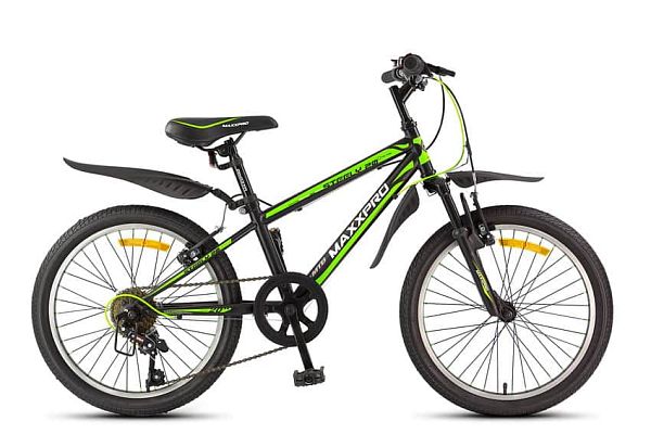 Велосипед горный MAXXPRO STEELY 20 20" 11" 6 ск. черно-салатовый Y104-H36120 