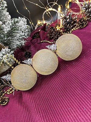 Набор шаров 8 см 3 шт шампань 8-56