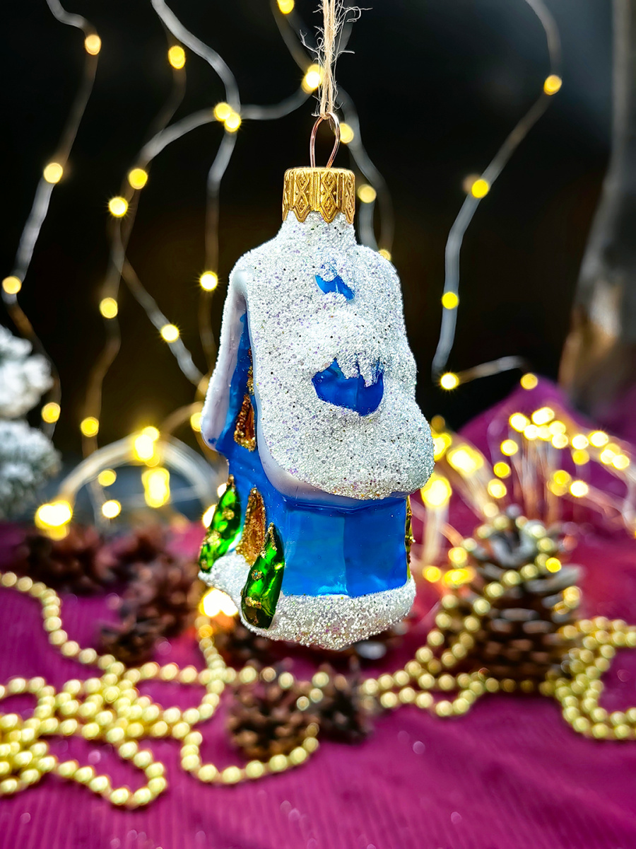 Елочная игрушка Домик синий 8 см, стекло // домик Blue фото 3 Елочная игрушка Домик синий 8 см, стекло // домик Blue фото 3