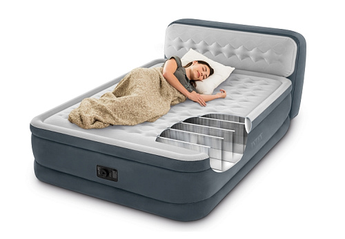 													Надувная кровать INTEX ULTRA PLUSH HEADBOARD BED 152х236х86 см. серый 64448 фото 4