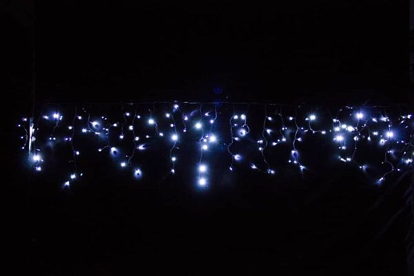 Светодиодная бахрома 5 м, белый холодный 50 LED FLASH эфф. и 200 LED, , провод черный, DD1418W