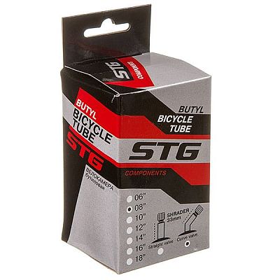 Велокамера STG 8"x1.75/2.25 Х95433 автониппель (AV, Schrader) 33 мм изогнутый (косой), Х95433