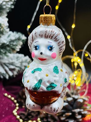 Елочная игрушка Ежик серебристый 9 см, стекло  // ёжик SILVER