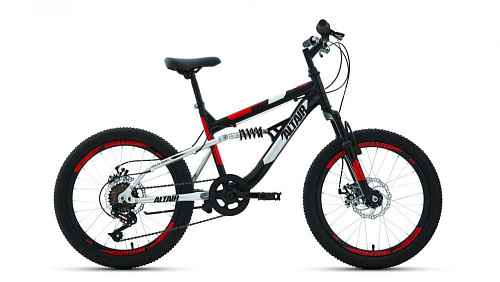 													Велосипед горный двухподвес ALTAIR MTB FS 20 disc 20" 13" черно-красный RBKT02N06002 2020
