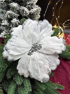 Цветок белый d 23 см Flo-12-6W