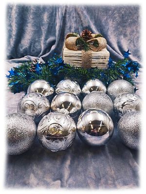 Набор шаров 8 см 12 шт серебристый Р-5111S