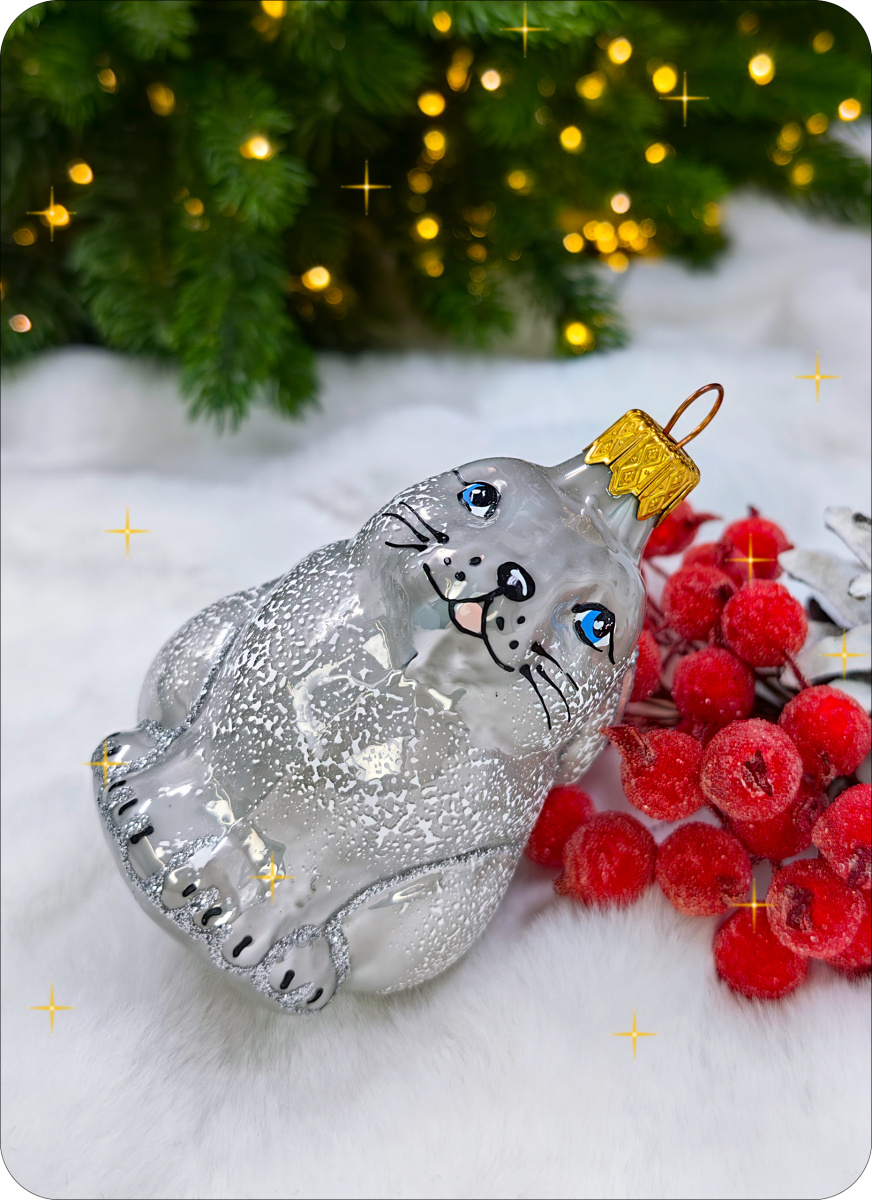 Елочная игрушка Зайчик серый 8 см, стекло // зайчик серый фото 4 Елочная игрушка Зайчик серый 8 см, стекло // зайчик серый фото 4