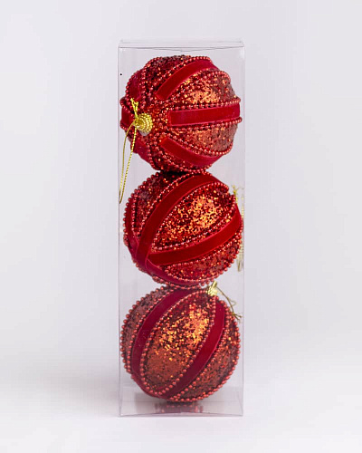 Набор шаров 8 см 3 шт красный 9920378 Набор шаров 8 см 3 шт красный 9920378