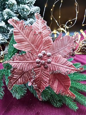 Цветок розовое золото d 26 см Р-7542