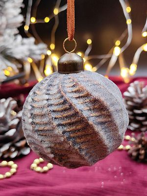 Шар снежная бронза 8 см, стекло Merry Green MG24016