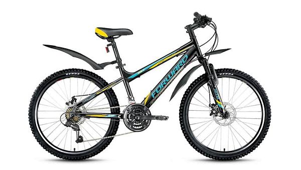 Велосипед горный FORWARD Titan 3.0 disc 24" 14" 21 ск. черный глянцевый FORWARD Titan 3.0 disc 14" ч