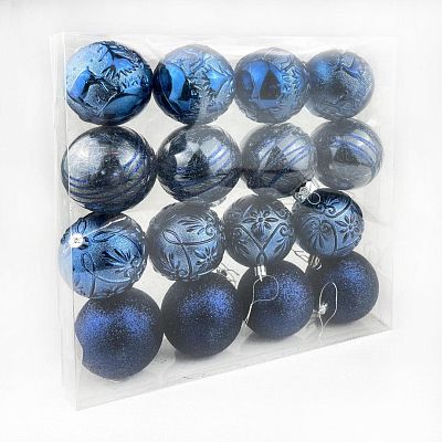 Набор шаров 8 см 16 шт синий 9201-5b