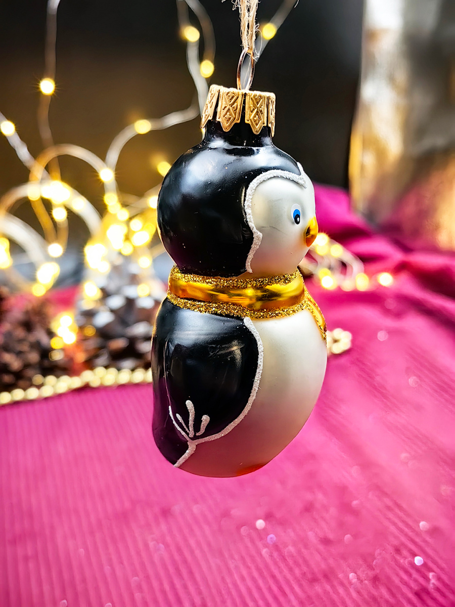 Елочная игрушка Пингвин черный/серебристый 8 см, стекло // пингвин фото 2 Елочная игрушка Пингвин черный/серебристый 8 см, стекло // пингвин фото 2