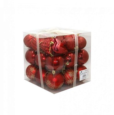 Набор шаров 8 см 33 шт красный M-360548/R