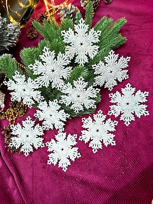 Елочные игрушки Снежинки  белый 12 см snowflakeS/2