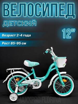 Велосипед детский MAXXPRO FLORINA-N12-2 12"  1 ск. зеленый, белый FLORINA-N12-2 