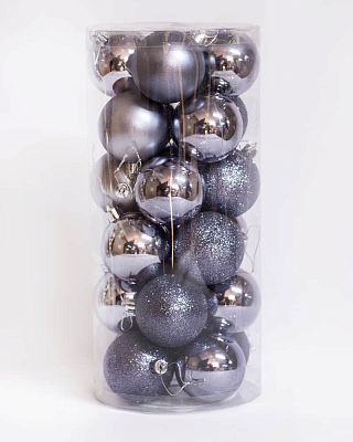 Набор шаров 6 см 24 шт серый 60AGV24-02GRAY