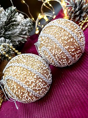 Набор шаров 10 см 2 шт шампань 9111-31