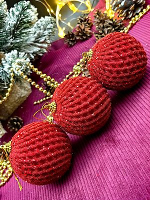 Набор шаров 8 см 3 шт красный Р-7475