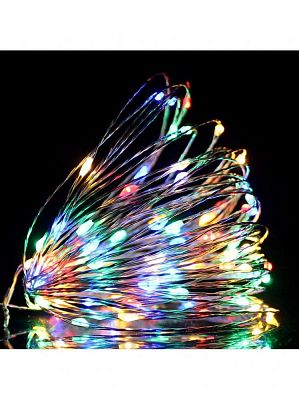 Светодиодная нить Роса 10 м, МИКС 100 LED, , провод , К130-815