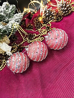 Набор шаров 8 см 3 шт розовый 9920396