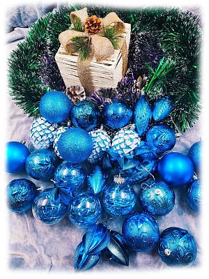 Набор шаров 8 см 33 шт синий Р-5118Blue