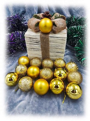 Набор шаров 5 см 16 шт золотой PE-6g