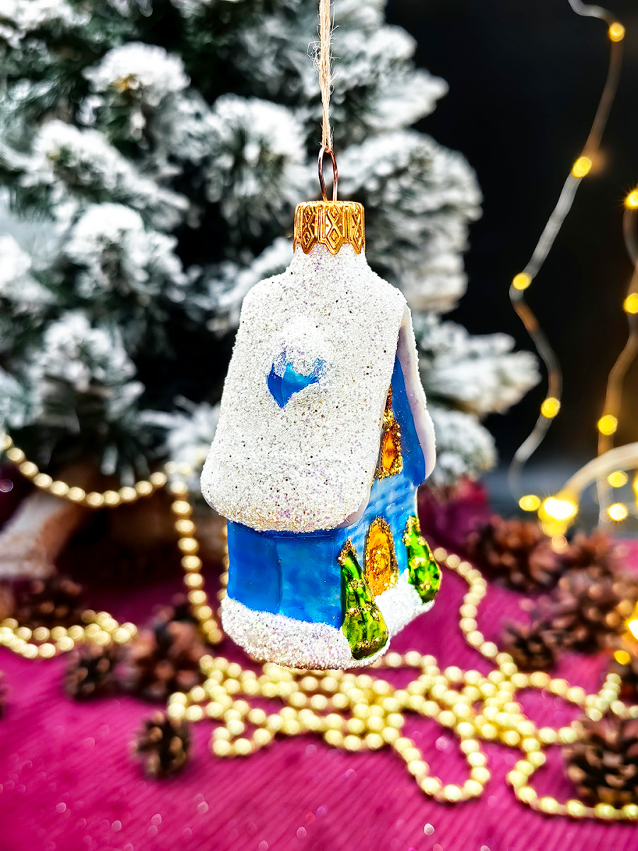 Елочная игрушка Домик синий 8 см, стекло // домик Blue фото 2 Елочная игрушка Домик синий 8 см, стекло // домик Blue фото 2