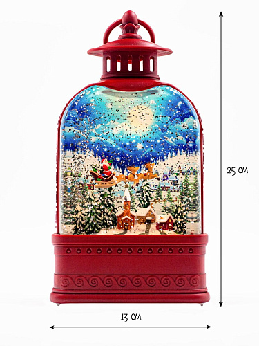 													Новогодний фонарик музыкальный Дед Мороз на санях 25 см AZ-498 фото 3