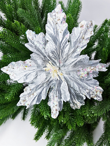 													Цветок серебро d 21 см 2016009S фото 2