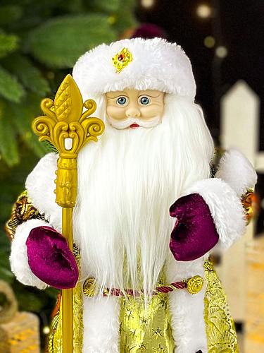 													Дед Мороз музыкальный, танцующий 45 см бордовый, золотой Р-5079-1 фото 6