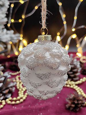 Елочная игрушка Шишка прозрачный матовый 9 см, стекло Merry Green MG24082