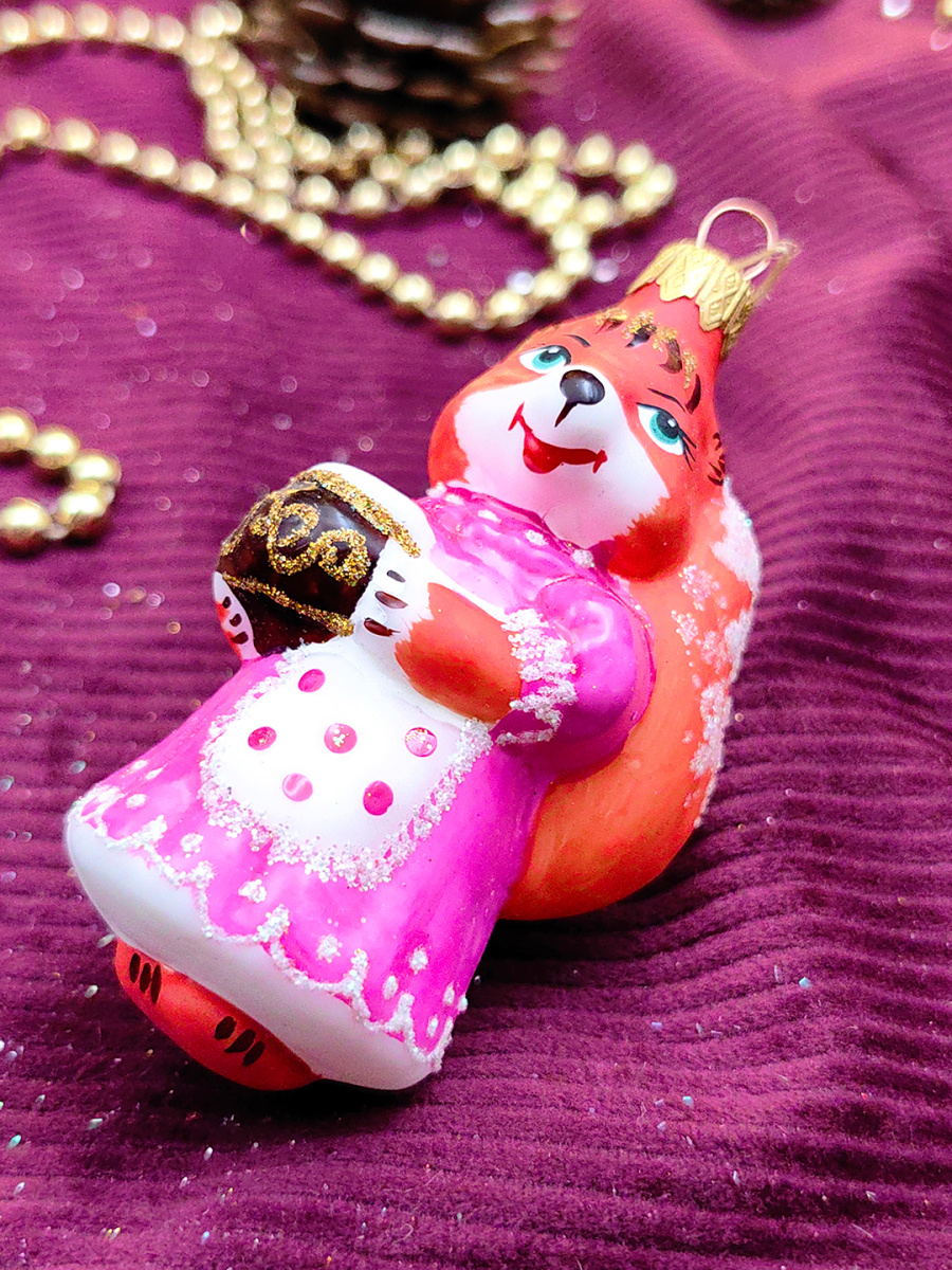 Елочная игрушка Лисичка розовый 10 см, стекло // лисичка PINK фото 3 Елочная игрушка Лисичка розовый 10 см, стекло // лисичка PINK фото 3