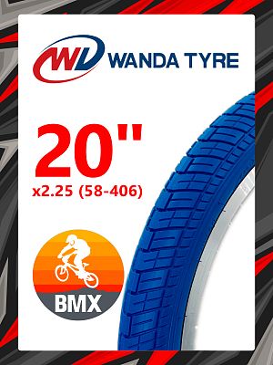 Велопокрышка Wanda 20"x2.25 (58-406) P1225 BMX  синий P-1225WDBlue