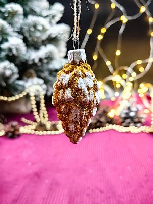 Елочная игрушка Шишка мини  золото 7 см ShishM/plas/GOLD