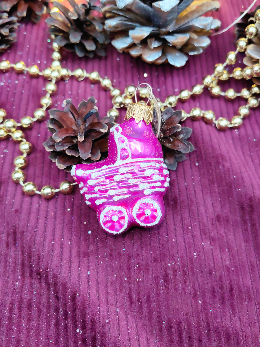 Елочная игрушка Коляска розовый 5 см, стекло // коляска фото 4 Елочная игрушка Коляска розовый 5 см, стекло // коляска фото 4