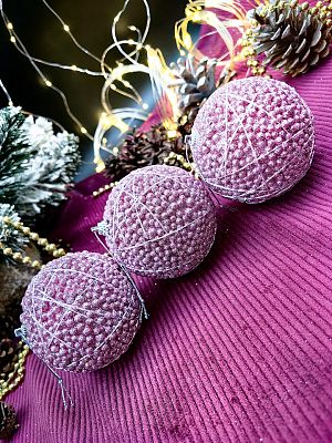 Набор шаров 8 см 3 шт розовый 10-54